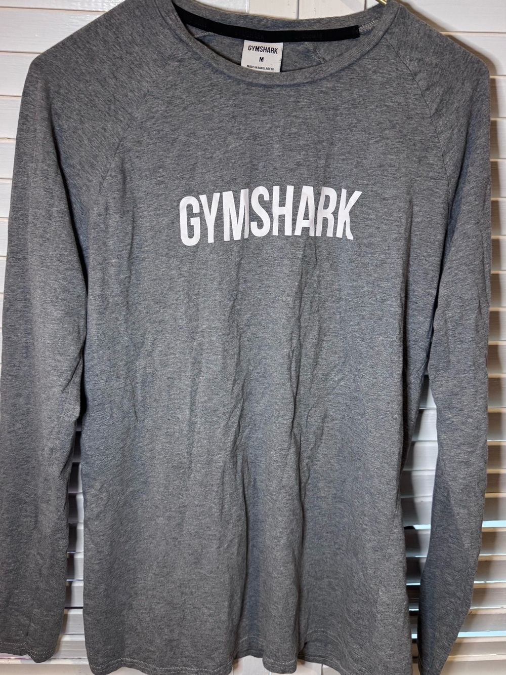 Gymshark Long Sleeve Shirt Mens Medium Gray Logo Athletic Top